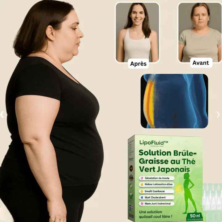 LipoFluid™ Solution Brûle-Graisse au Thé Vert Japonais | Dissout 5 kg de graisse abdominale en 7 jours — sans régime ni sport!